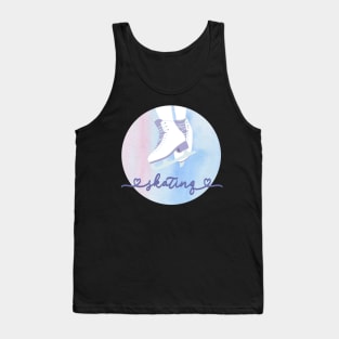 I Love Skating Pastel Pink and Purple Watercolor Aesthetic Tank Top